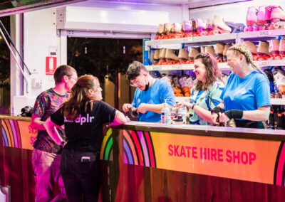 The amazing Skate Hire Shop team at Darling Harbour Rollerama 2022 | Malt Shop Rollers